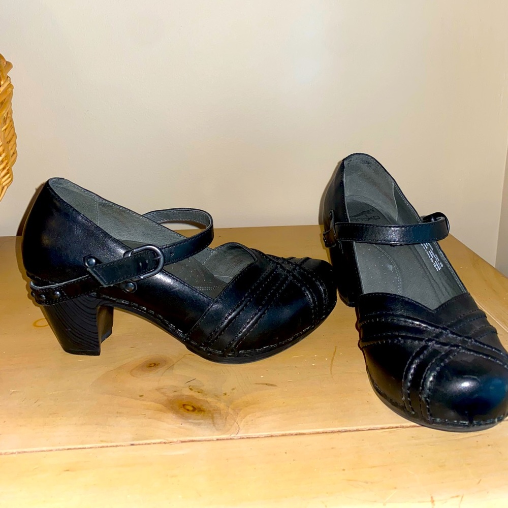 Dansko Black Leather Mary Jane Shoes, EU 38